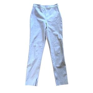 St. John Gray Straight Leg Side Zip Pants Women Sz 0 Cotton Stretch Minimalist‎